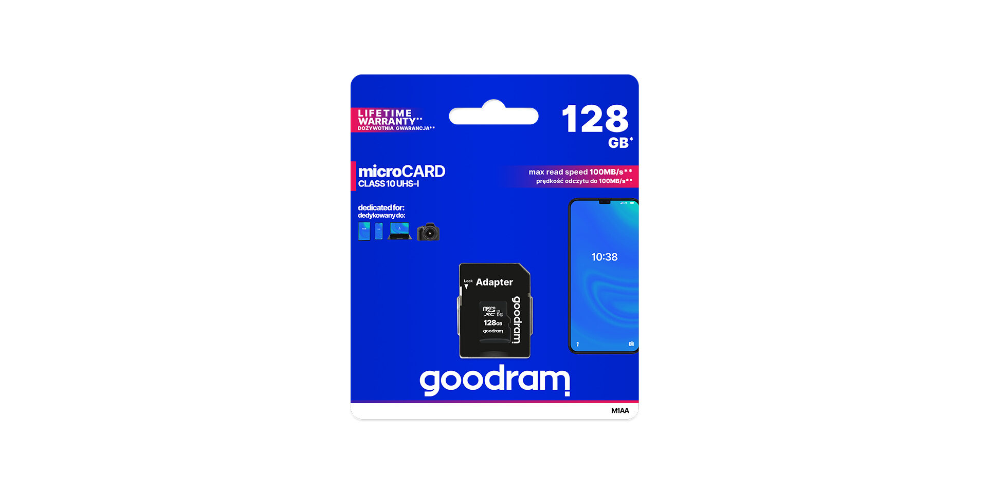 M1A0/M1AA microCARD marki Goodram w opakowaniu z adapterem