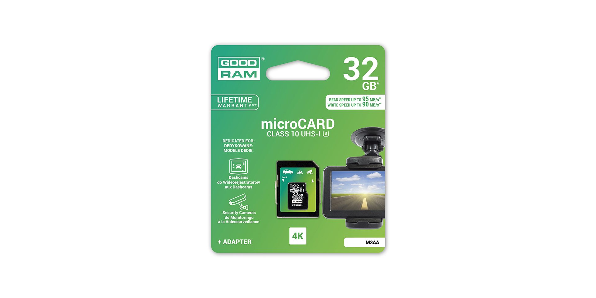 Memory card for GoPro and dashcams